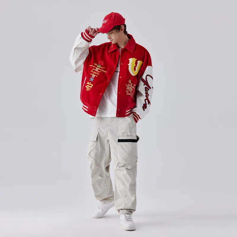 Guuka Year Of The Dragon Series Baseball Jacket Unisex Red-2