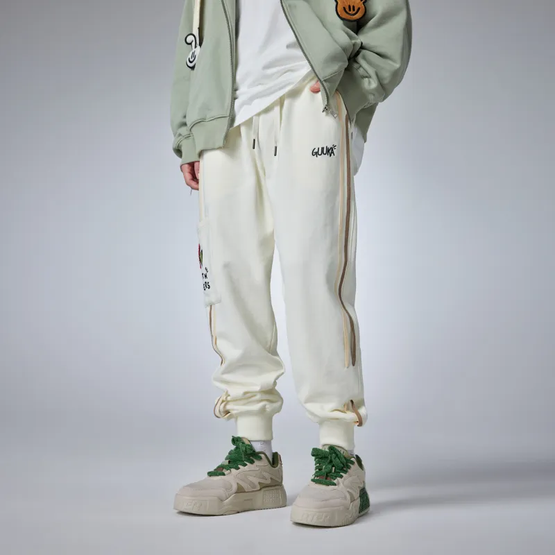 Guuka Casual Pants Unisex Cream White-5