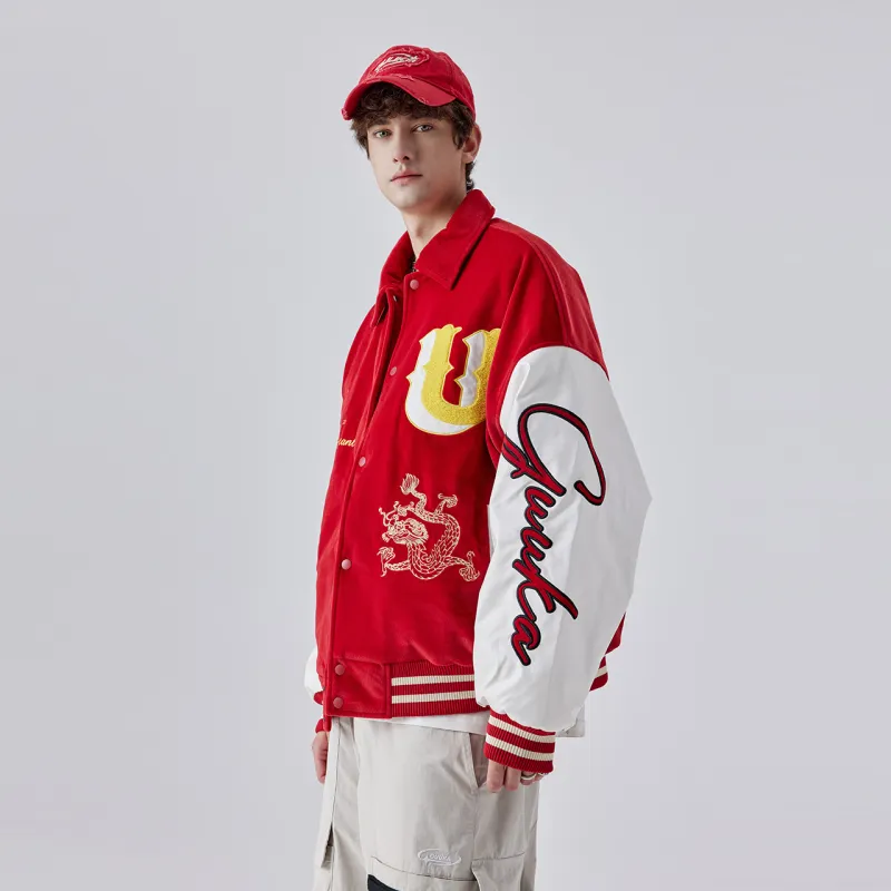 Guuka Year Of The Dragon Series Baseball Jacket Unisex Red-5
