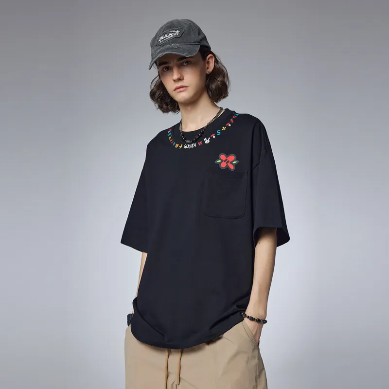 Guuka x AGAHO Short Sleeved T Shirts Men's Black-6