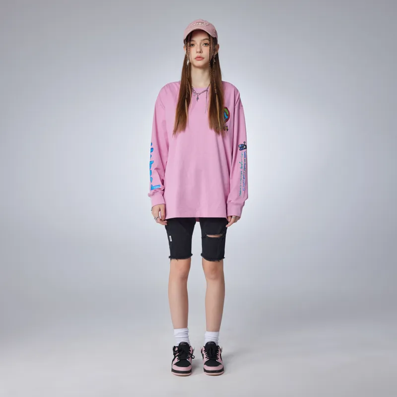 Guuka Long Sleeved T Shirt Unisex Smoke Pink Orchid-4