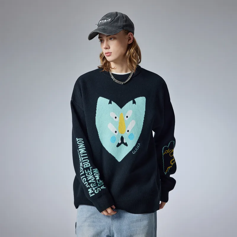 Guuka Trendy Jacquard Crew Neck Sweater Unisex-2