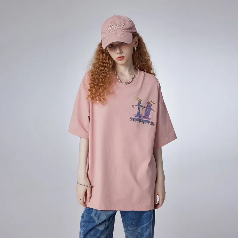 Guuka Short Sleeved T Shirts Unisex Pink-5