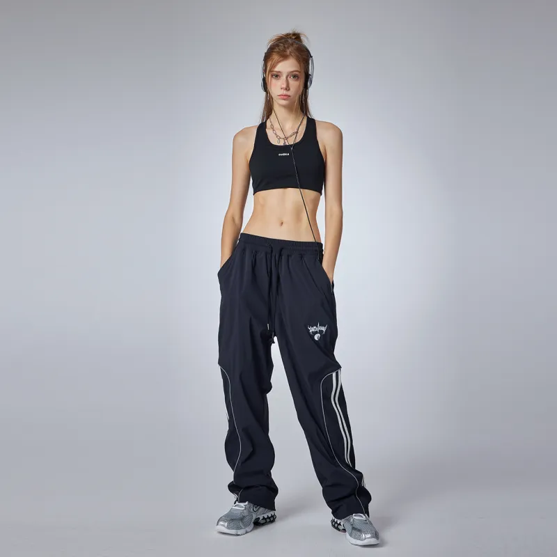 Guuka Gothic Style Embroidered Outdoor Sports Couple's Casual Pants Unisex Black-4
