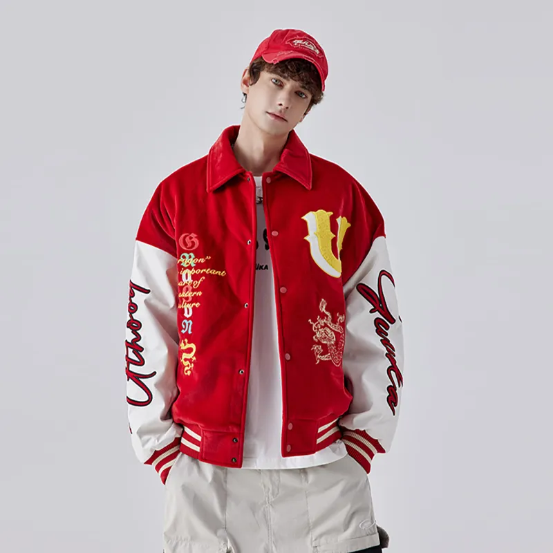 Guuka Year Of The Dragon Series Baseball Jacket Unisex Red-4