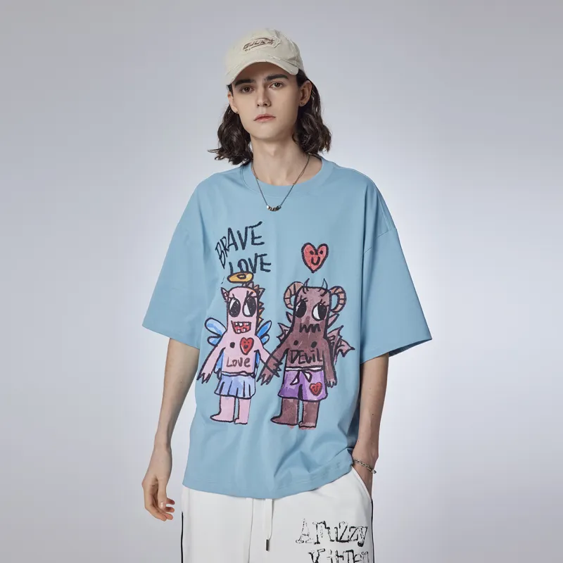 Guuka Short Sleeved T Shirts Unisex Pink Blue-7