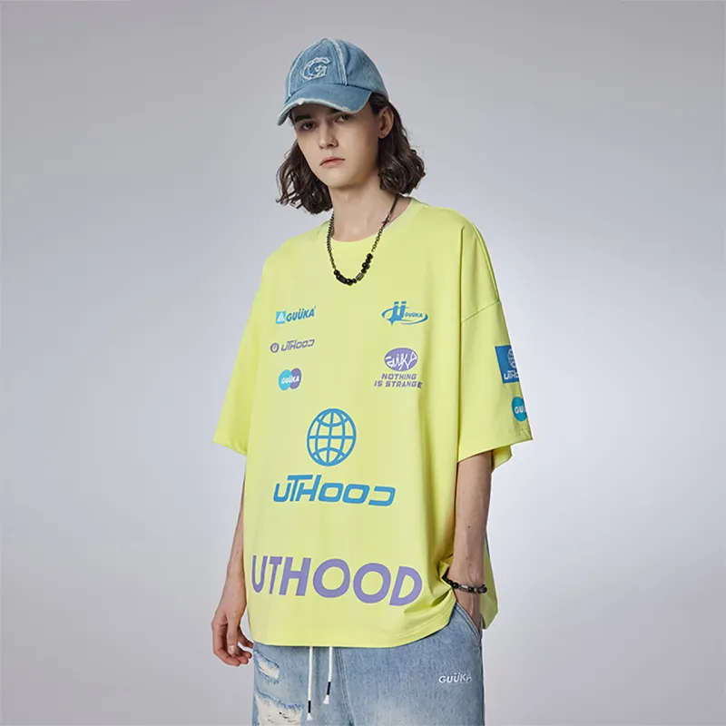 Guuka Short Sleeved T Shirts Men's Neon Yellow-7