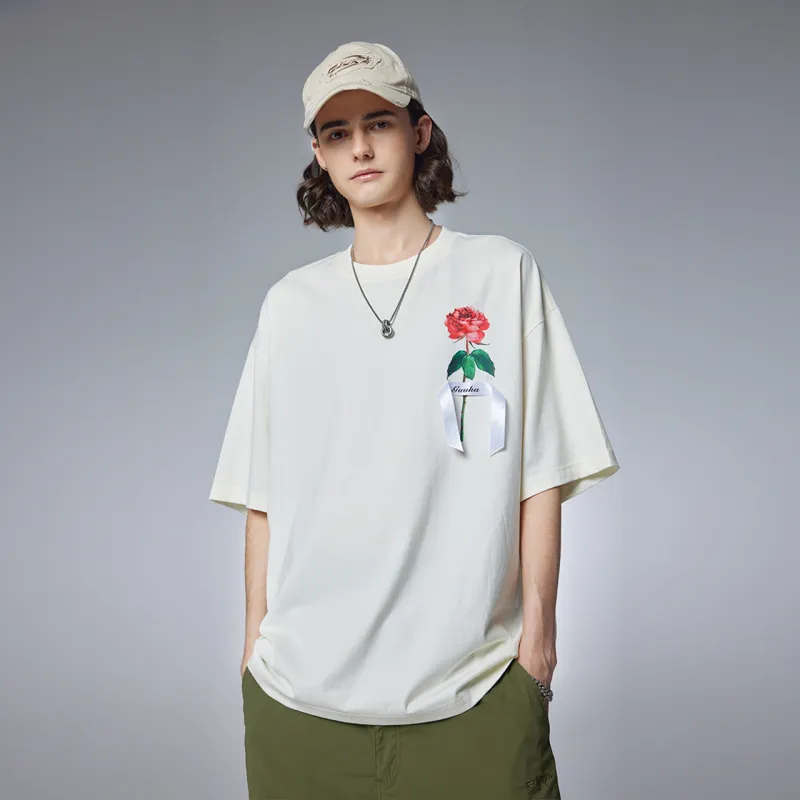Guuka Short Sleeved T Shirts Unisex Cream White-6