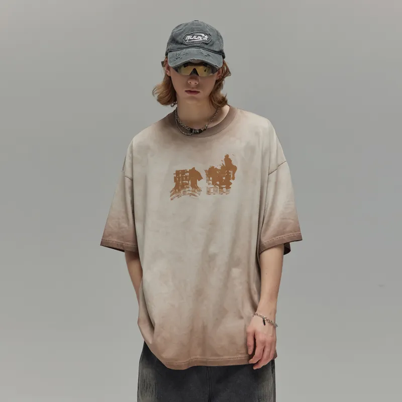 Guuka Short Sleeved T Shirts Men's Light Coffee-7