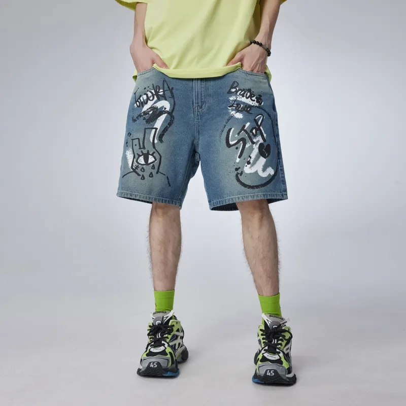 Guuka Casual Shorts Men Denim Blue-5