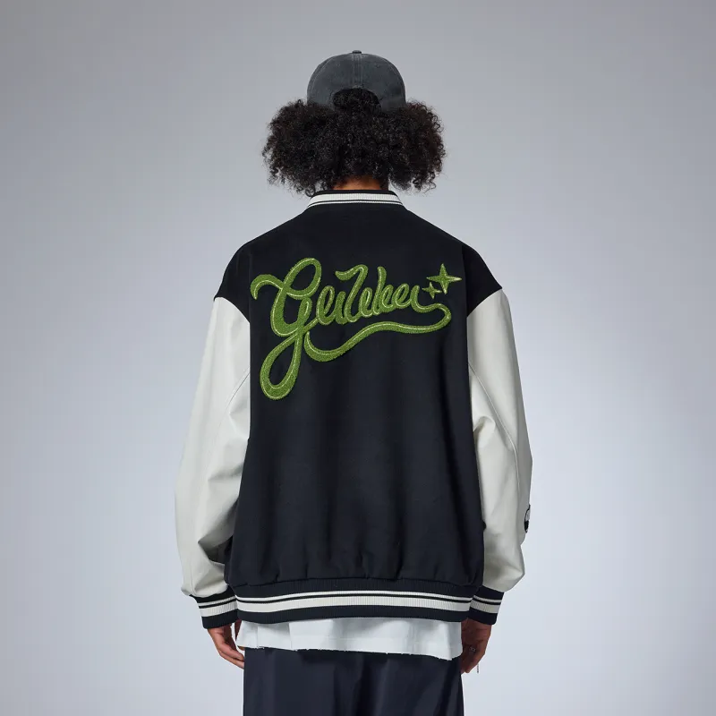 Guuka Baseball Jacket Unisex Black-2