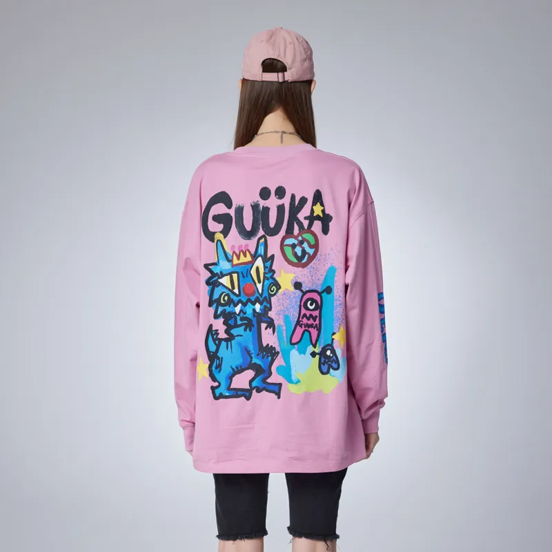 Guuka Long Sleeved T Shirt Unisex Smoke Pink Orchid-7