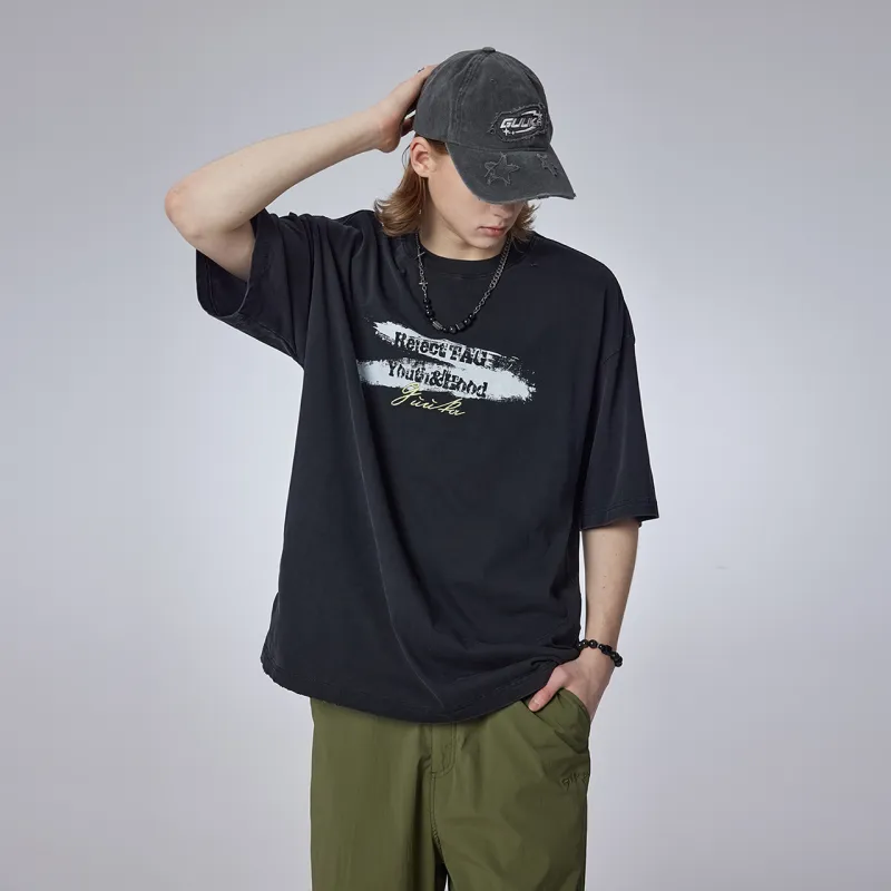 Guuka Short Sleeved T Shirts Men's Black-7