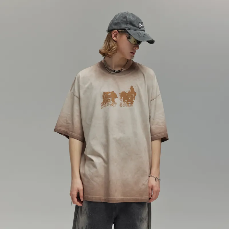 Guuka Short Sleeved T Shirts Men's Light Coffee-4