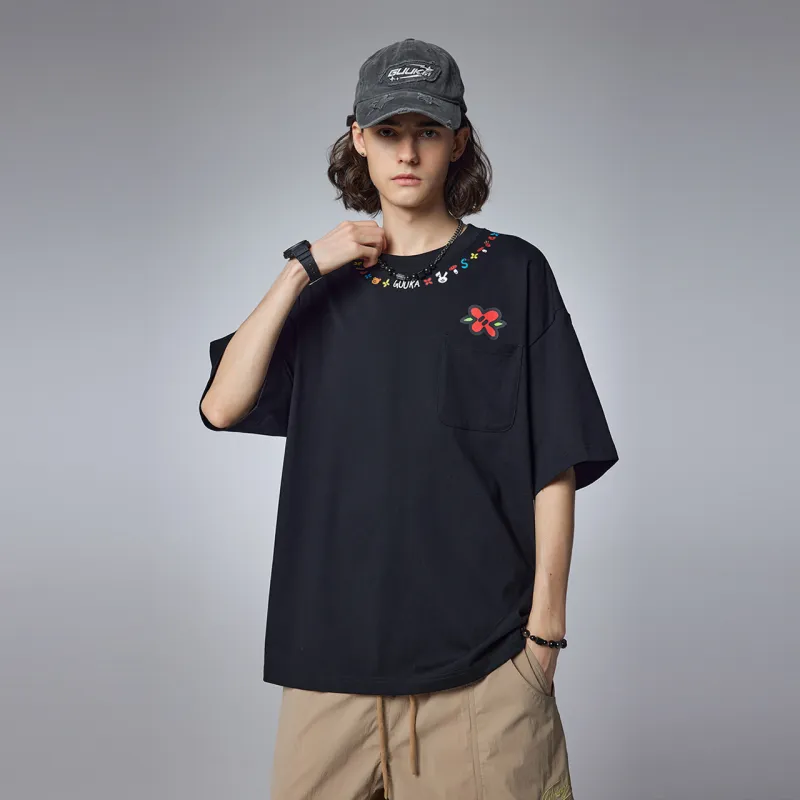 Guuka x AGAHO Short Sleeved T Shirts Men's Black-5