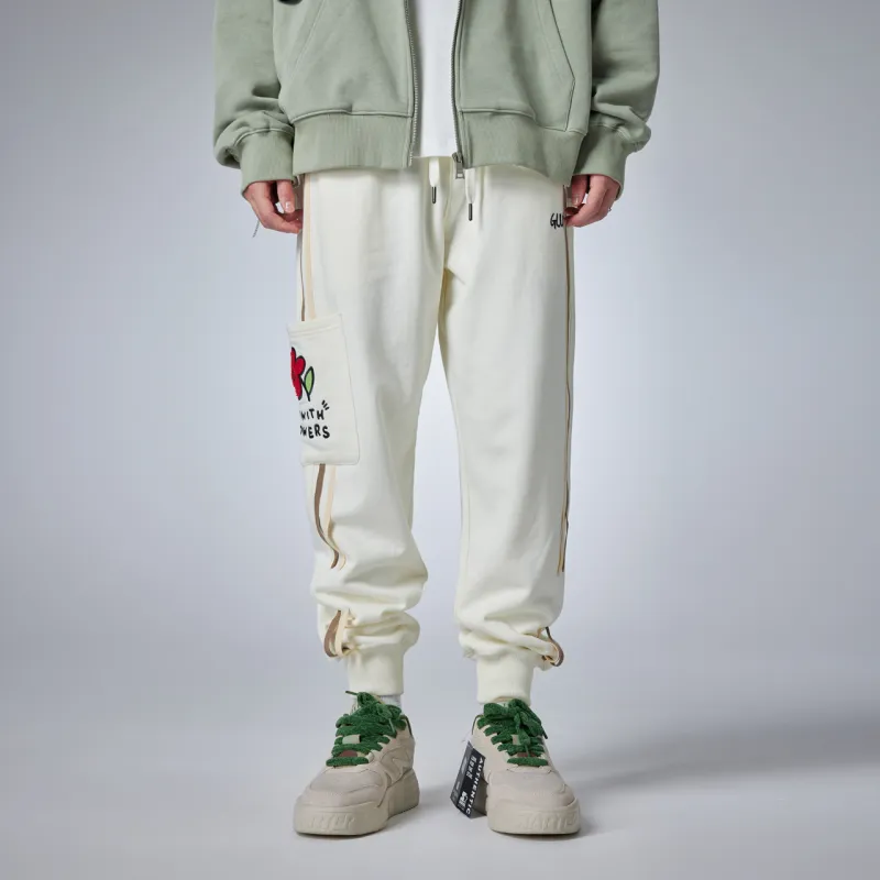Guuka Casual Pants Unisex Cream White-4