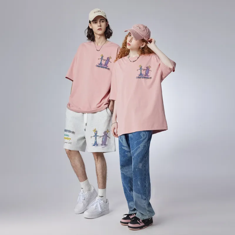 Guuka Short Sleeved T Shirts Unisex Pink-2