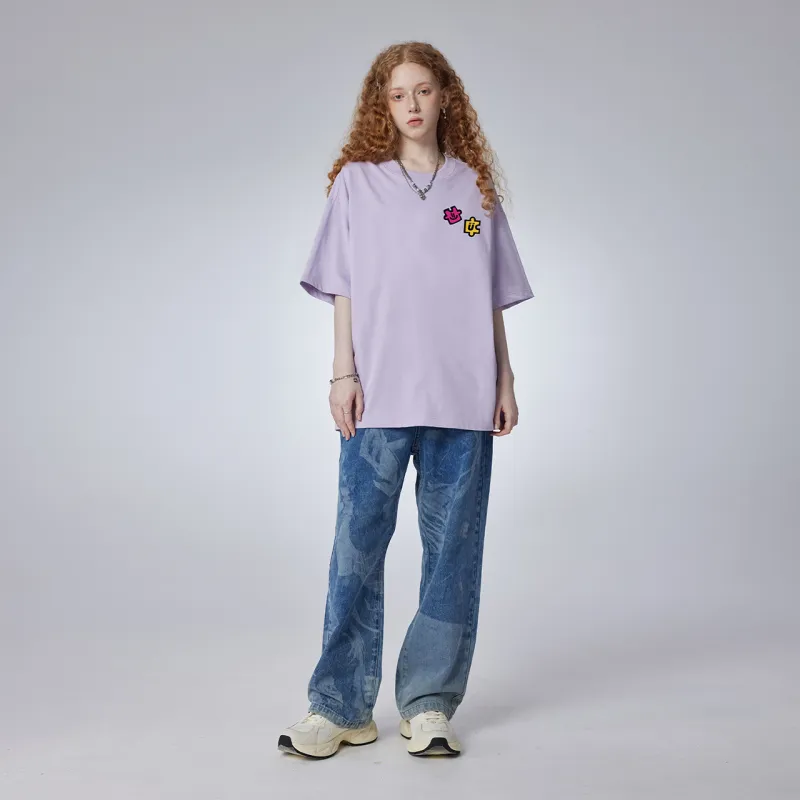 Guuka x AGAHO Short Sleeved T Shirts Unisex Light Purple-1
