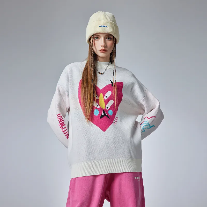 Guuka Trendy Jacquard Crew Neck Sweater Unisex-13