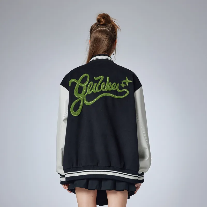 Guuka Baseball Jacket Unisex Black-3