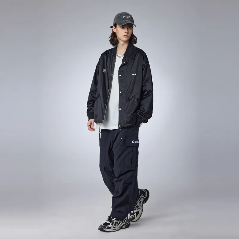 Guuka Baseball Jacket Unisex Black-4