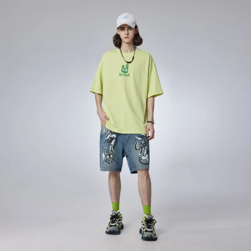 Guuka Casual Shorts Men Denim Blue-3