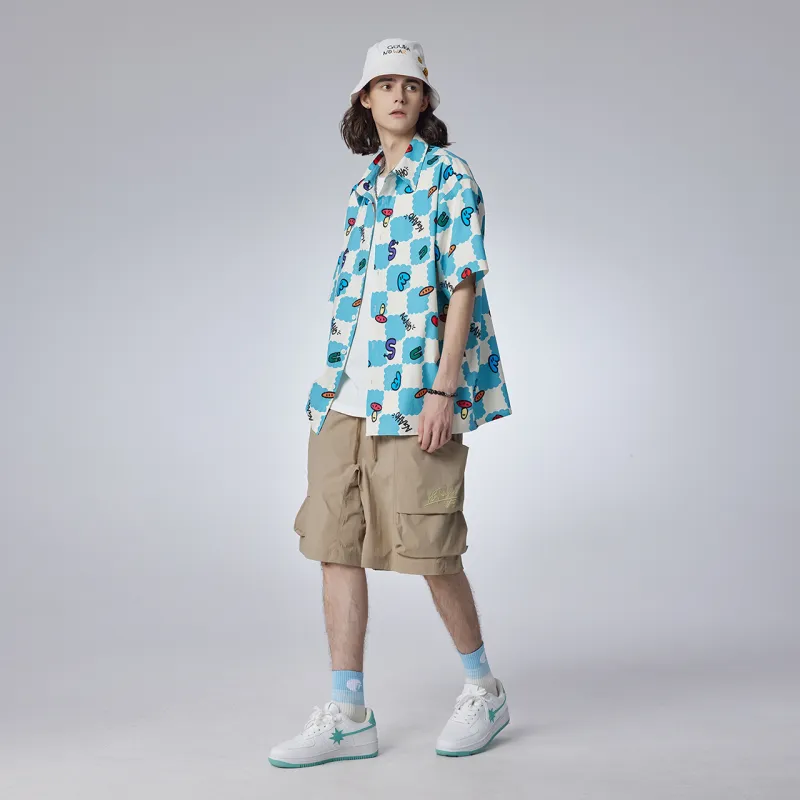 Guuka x AGAHO Short Sleeved Shirt Unisex Turquoise-4