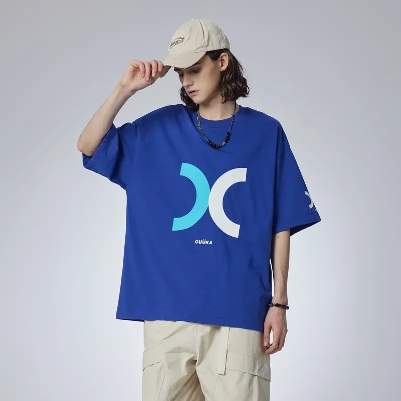 Guuka Short Sleeved T Shirts Unisex Blue Purple-4