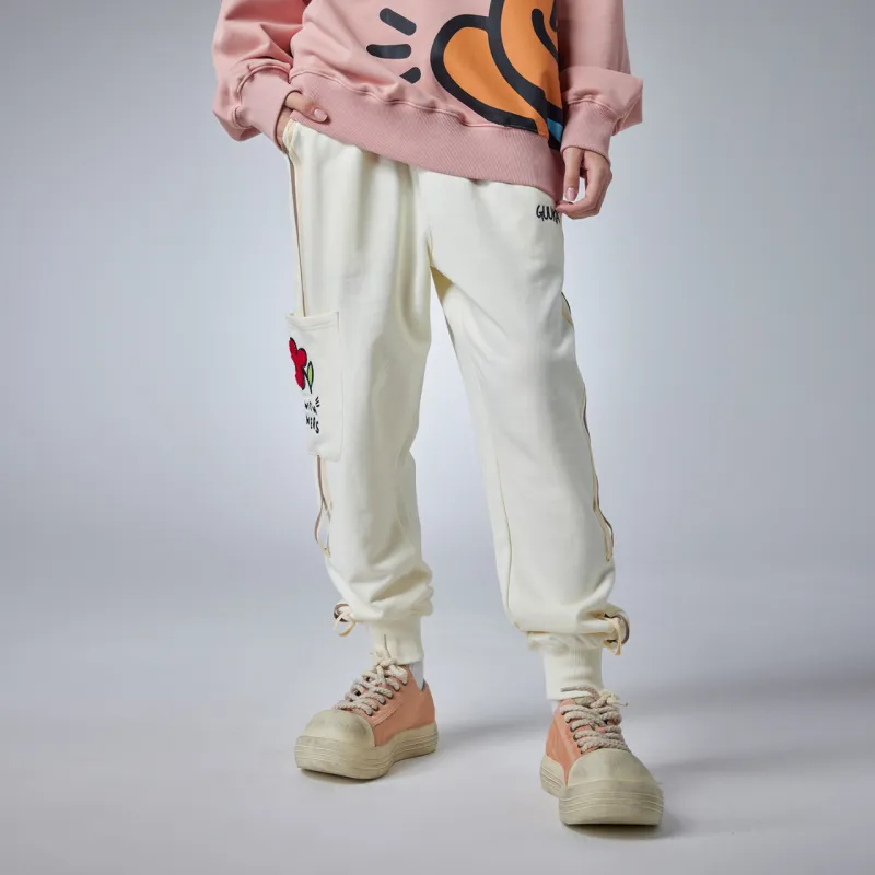 Guuka Casual Pants Unisex Cream White-8