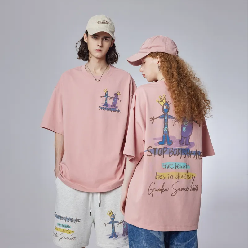 Guuka Short Sleeved T Shirts Unisex Pink-3