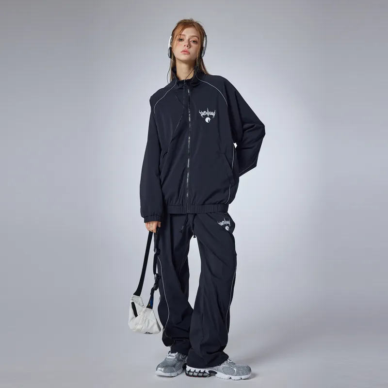 Guuka Gothic Style Embroidered Outdoor Sports Couple's Casual Pants Unisex Black-3