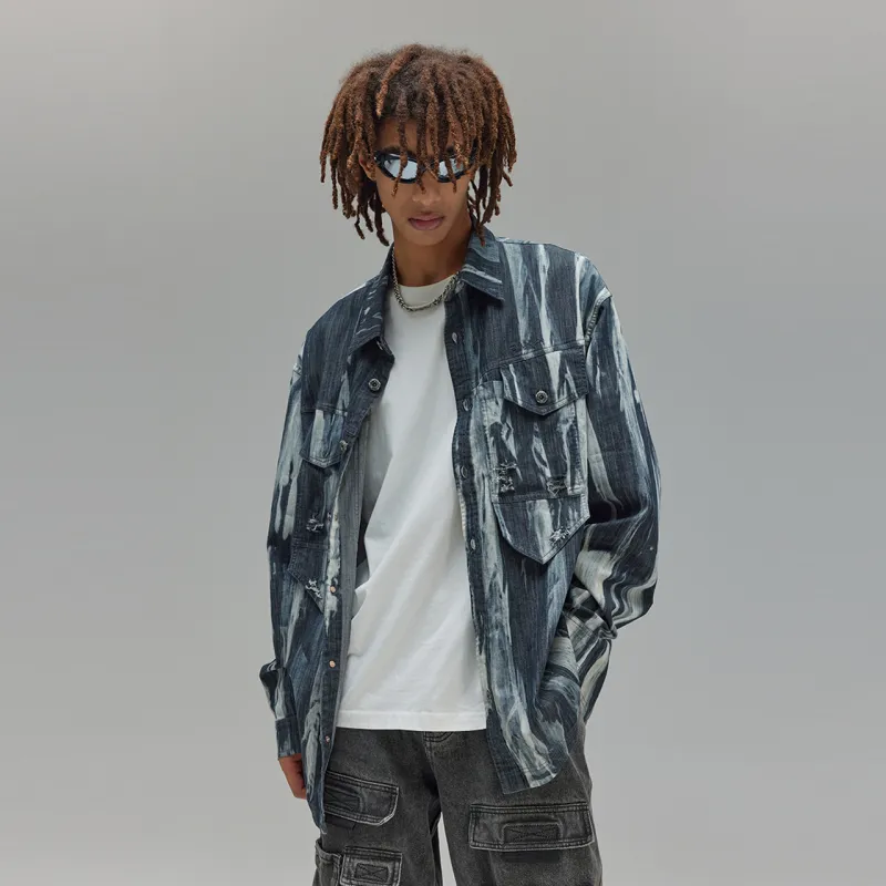 Guuka Long Sleeved Shirts Men's Black Gray Color-4