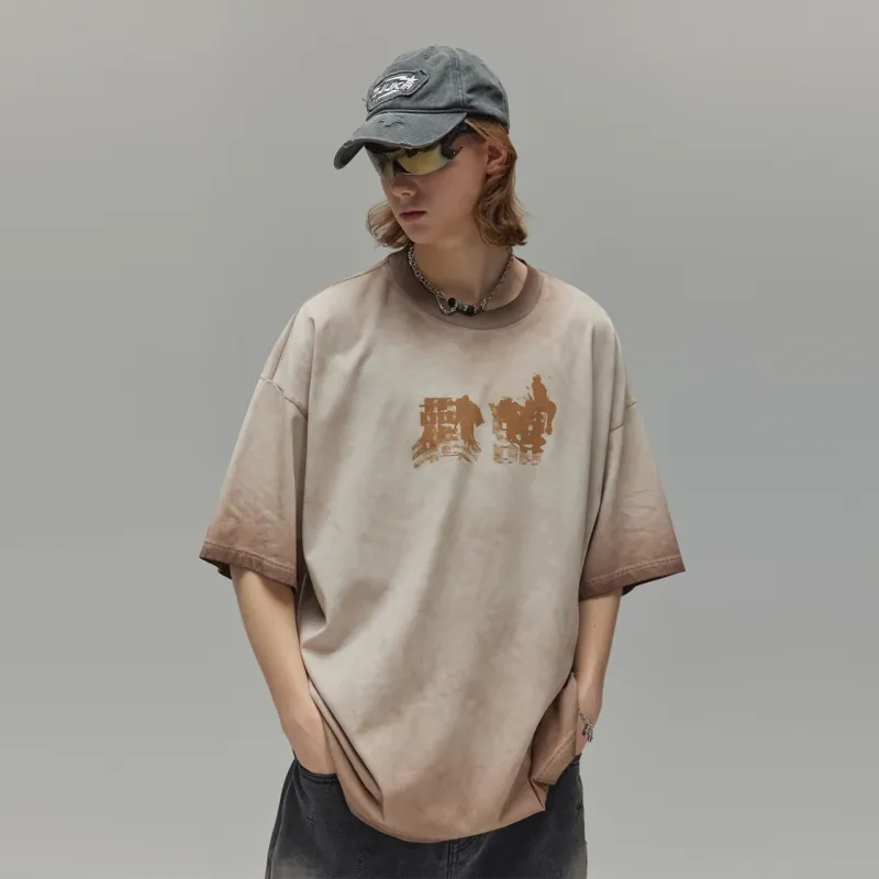 Guuka Short Sleeved T Shirts Men's Light Coffee-5