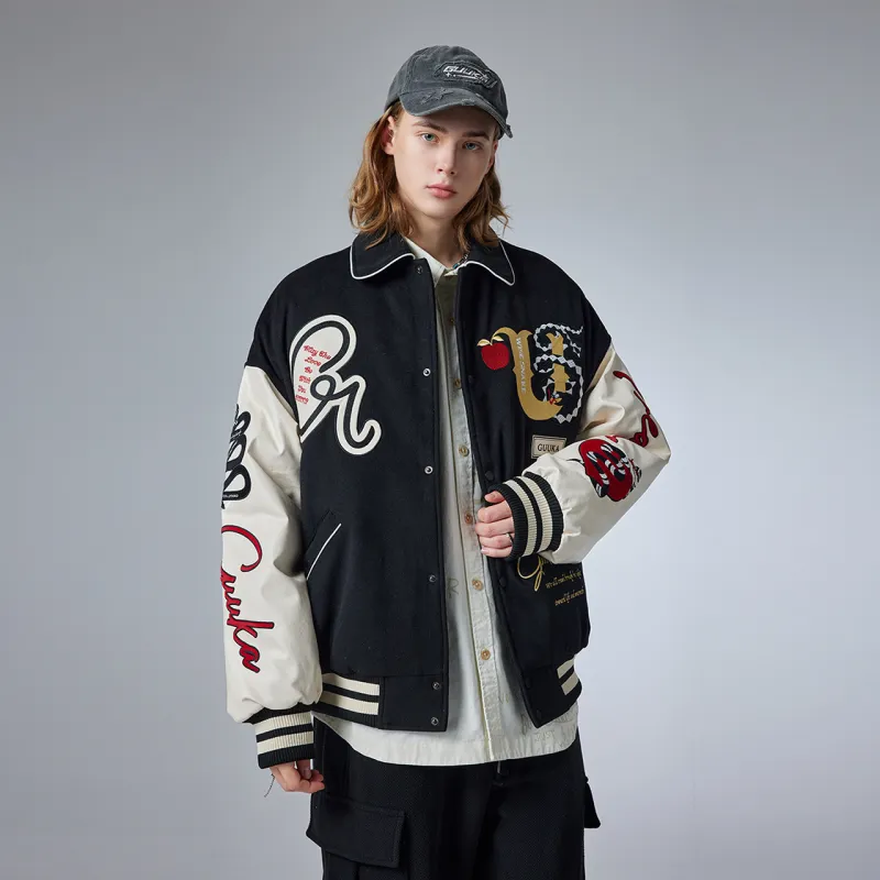 Guuka Baseball Jacket Unisex Black-6