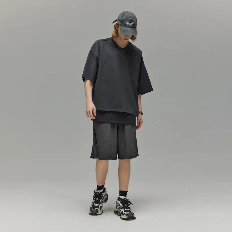 Guuka Minimalist Style Sports Casual Knee Length Pants Men's Gray-3
