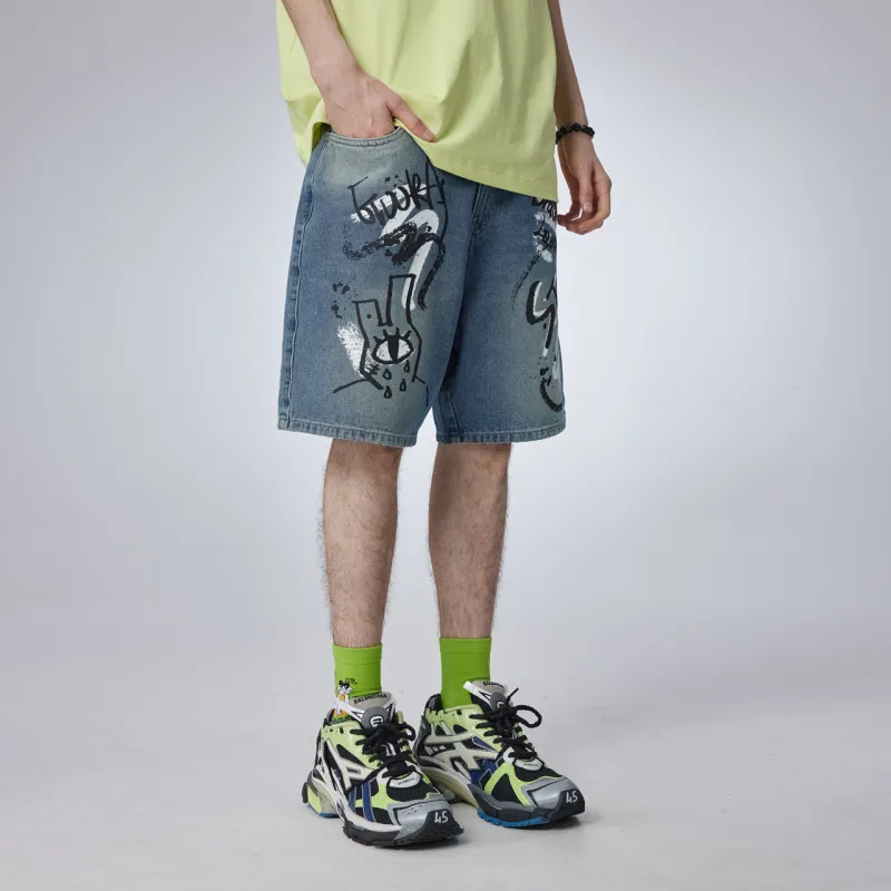 Guuka Casual Shorts Men Denim Blue-7
