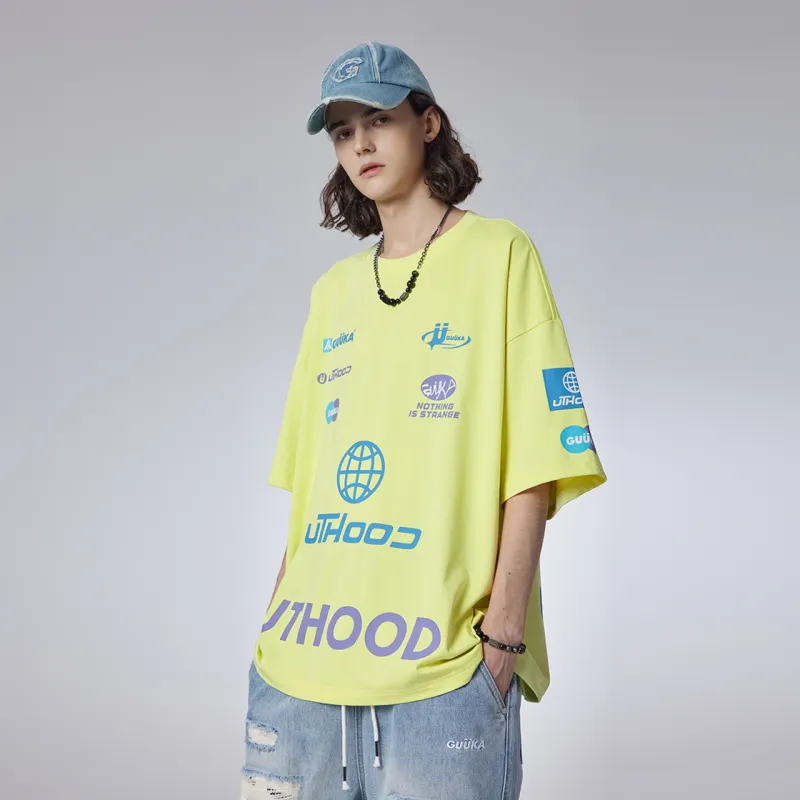 Guuka Short Sleeved T Shirts Men's Neon Yellow-4