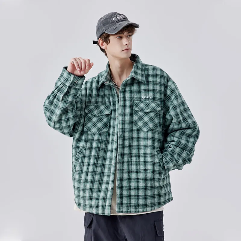 Guuka Puffer Jacket Men's Green Plaid-5