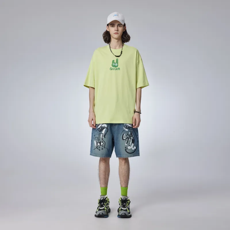 Guuka Casual Shorts Men Denim Blue-2
