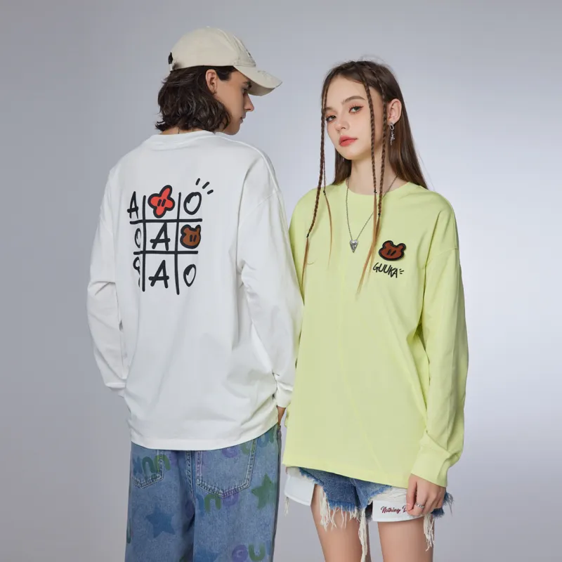 Guuka x AGAHO Long Sleeved T Shirt Unisex White-2