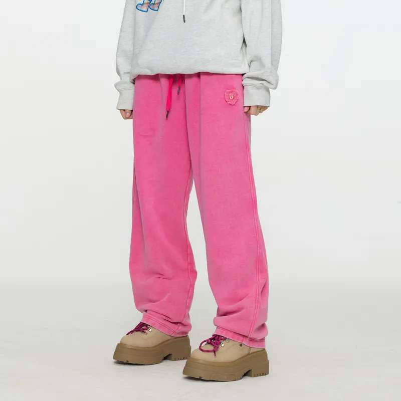 Guuka Casual Pants Unisex Rose Red-4