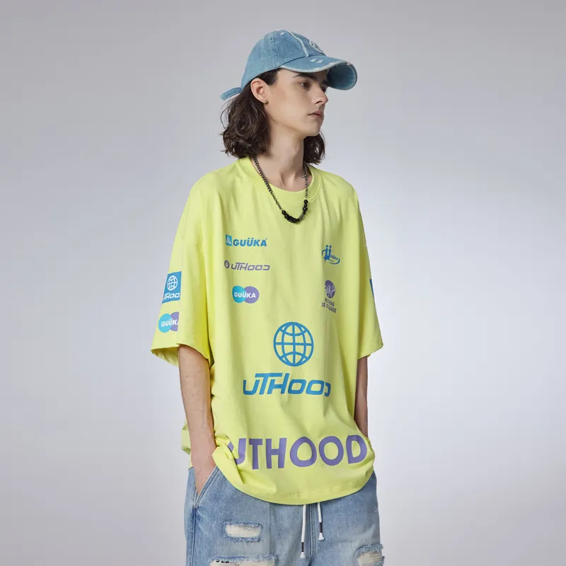 Guuka Short Sleeved T Shirts Men's Neon Yellow-6