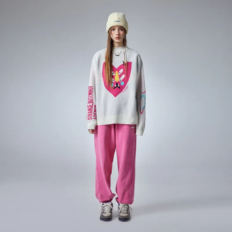 Guuka Trendy Jacquard Crew Neck Sweater Unisex-12