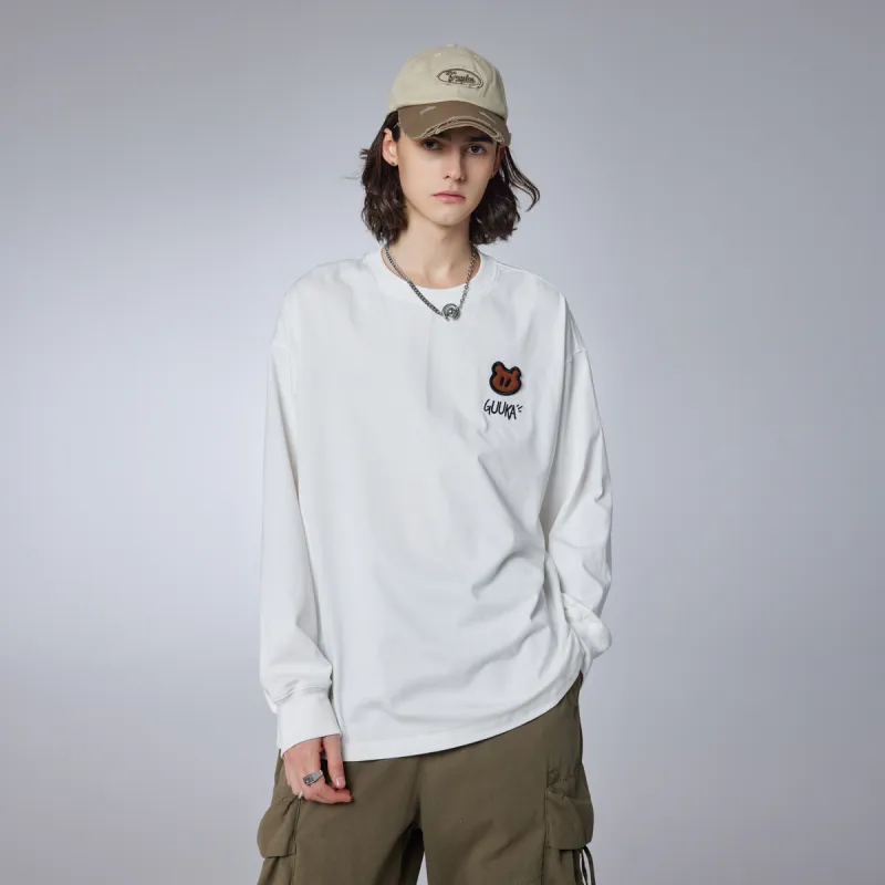 Guuka x AGAHO Long Sleeved T Shirt Unisex White-5
