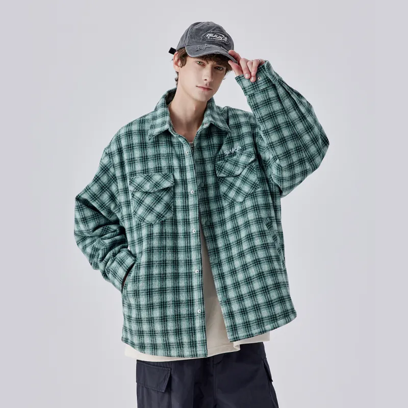 Guuka Puffer Jacket Men's Green Plaid-4