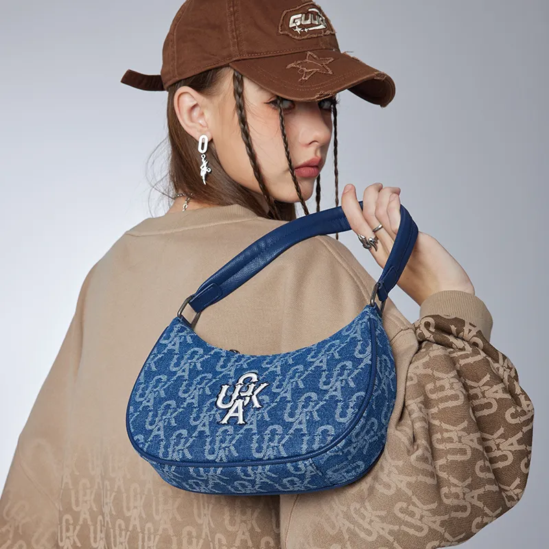 Guuka Fabric Handbag Unisex Denim Blue-4