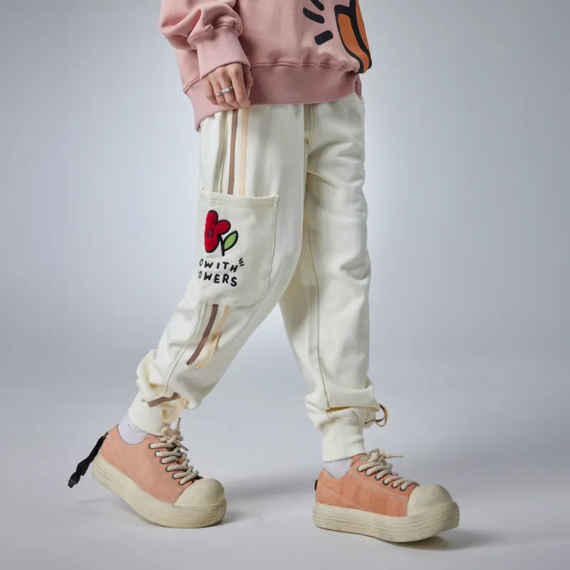 Guuka Casual Pants Unisex Cream White-6