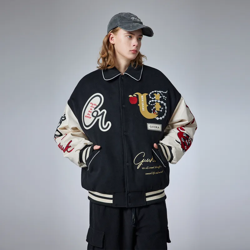 Guuka Baseball Jacket Unisex Black-7