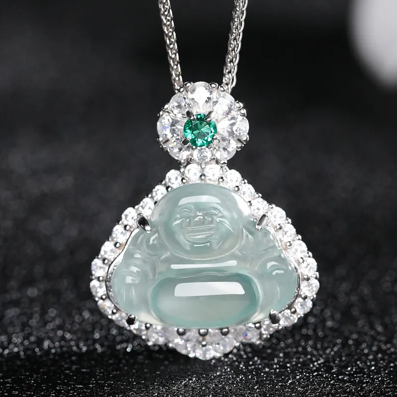 Cuiya Golden Building Ice Glutinous Jadeite Necklaces Women's-1