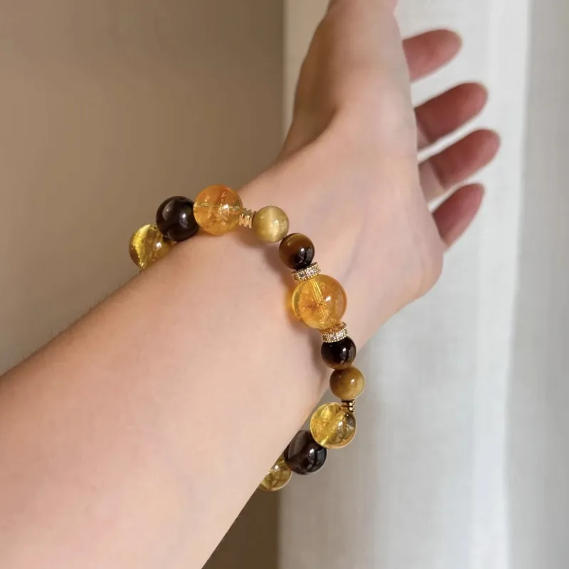 Cuiya Golden Building Tiger's Eye Stone Bracelets Unisex-19